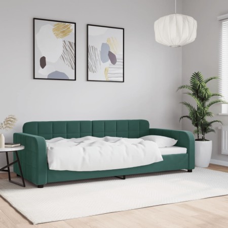 Sofá cama terciopelo verde oscuro 90x200 cm de vidaXL, Camas y somieres - Ref: Foro24-354060, Precio: 216,24 €, Descuento: %