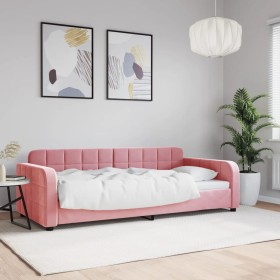 Pink velvet sofa bed 90x200 cm by vidaXL, Beds and slatted bases - Ref: Foro24-354061, Price: 222,99 €, Discount: %