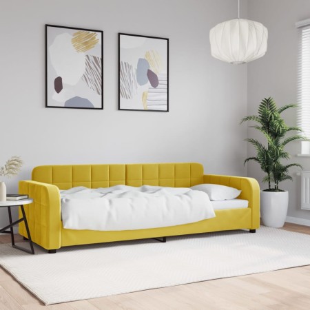 Yellow velvet sofa bed 80x200 cm by vidaXL, Beds and slatted bases - Ref: Foro24-354056, Price: 209,50 €, Discount: %