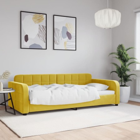 Yellow velvet sofa bed 90x200 cm by vidaXL, Beds and slatted bases - Ref: Foro24-354063, Price: 231,27 €, Discount: %