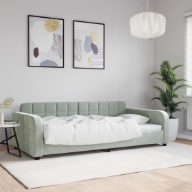 Light gray velvet sofa bed 100x200 cm by vidaXL, Beds and slatted bases - Ref: Foro24-354065, Price: 232,88 €, Discount: %