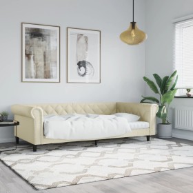 Cremefarbenes Schlafsofa aus Kunstleder, 100 x 200 cm von vidaXL, Betten und Lattenroste - Ref: Foro24-354232, Preis: 246,99 ...