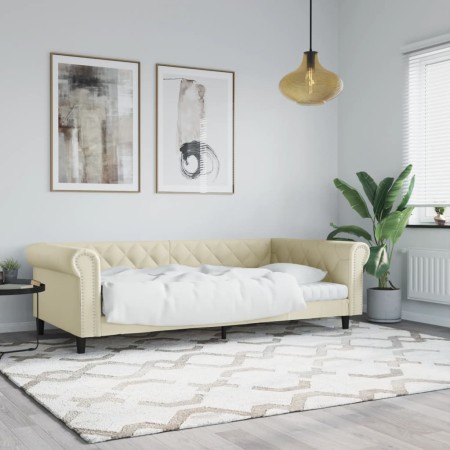 Cremefarbenes Schlafsofa aus Kunstleder, 100 x 200 cm von vidaXL, Betten und Lattenroste - Ref: Foro24-354232, Preis: 256,82 ...