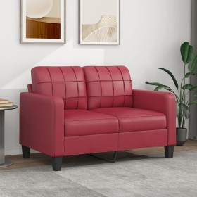 Sofá de 2 plazas de cuero sintético rojo vino 120 cm de vidaXL, Sofás - Ref: Foro24-359115, Precio: 237,47 €, Descuento: %