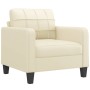 Sillón cuero sintético crema 60 cm de vidaXL, Sofás - Ref: Foro24-359108, Precio: 143,17 €, Descuento: %