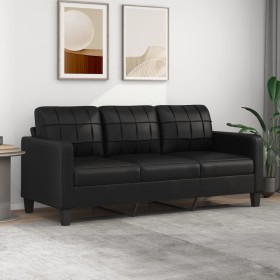 Sofá de 3 plazas de cuero sintético negro 180 cm de vidaXL, Sofás - Ref: Foro24-359122, Precio: 306,17 €, Descuento: %