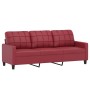 Sofá de 3 plazas de cuero sintético rojo vino 180 cm de vidaXL, Sofás - Ref: Foro24-359125, Precio: 332,51 €, Descuento: %