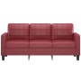 Sofá de 3 plazas de cuero sintético rojo vino 180 cm de vidaXL, Sofás - Ref: Foro24-359125, Precio: 332,51 €, Descuento: %