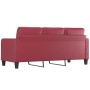 Sofá de 3 plazas de cuero sintético rojo vino 180 cm de vidaXL, Sofás - Ref: Foro24-359125, Precio: 332,51 €, Descuento: %