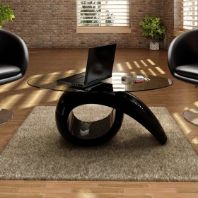 Glossy black glass oval surface coffee table by vidaXL, Coffee table - Ref: Foro24-240432, Price: 353,31 €, Discount: %