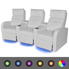 3-seater armchair with LED white synthetic leather by vidaXL, Sofas - Ref: Foro24-243597, Price: 1,00 €, Discount: %