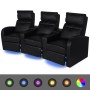 Sillón de 3 plazas con LED cuero sintético negro de vidaXL, Sofás - Ref: Foro24-243600, Precio: 955,99 €, Descuento: %