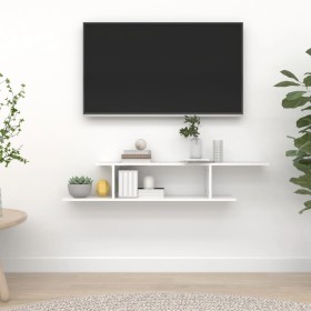 Glossy white plywood TV wall shelf 125x18x23 cm by vidaXL, Shelves and shelves - Ref: Foro24-806995, Price: 29,99 €, Discount: %