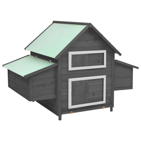 Solid gray and white fir wood chicken coop 152x96x110 cm by vidaXL, Cages and habitats for small animals - Ref: Foro24-171460...