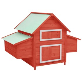 Solid red and white fir wood chicken coop 152x96x110 cm by vidaXL, Cages and habitats for small animals - Ref: Foro24-171462,...