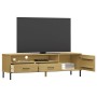 Mueble de TV con patas de metal OSLO madera maciza pino marrón de vidaXL, Muebles TV - Ref: Foro24-351027, Precio: 87,20 €, D...