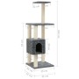 Rascador para gatos con postes de sisal gris oscuro 104 cm de vidaXL, Mobiliario para gatos - Ref: Foro24-171471, Precio: 47,...