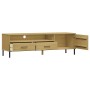 TV-Schrank mit Metallbeinen OSLO aus massivem Kiefernholz braun von vidaXL, TV-Möbel - Ref: Foro24-351027, Preis: 87,99 €, Ra...