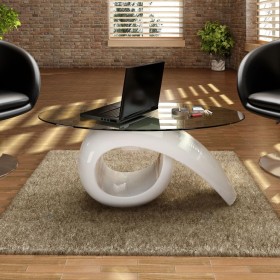 Glossy white glass oval surface coffee table by vidaXL, Coffee table - Ref: Foro24-240431, Price: 333,86 €, Discount: %