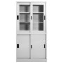 Sliding door office cabinet in light gray steel, 90x40x180 cm. by vidaXL, Lockers and storage cabinets - Ref: Foro24-335963, ...