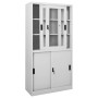 Sliding door office cabinet in light gray steel, 90x40x180 cm. by vidaXL, Lockers and storage cabinets - Ref: Foro24-335963, ...