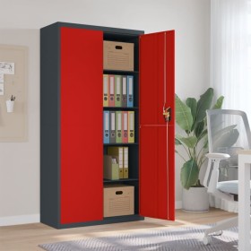 Anthracite grey and red steel filing cabinet 90x40x180 cm by vidaXL, Filing cabinets - Ref: Foro24-339757, Price: 279,86 €, D...