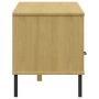 Mueble de TV con patas de metal OSLO madera maciza pino marrón de vidaXL, Muebles TV - Ref: Foro24-351027, Precio: 87,20 €, D...