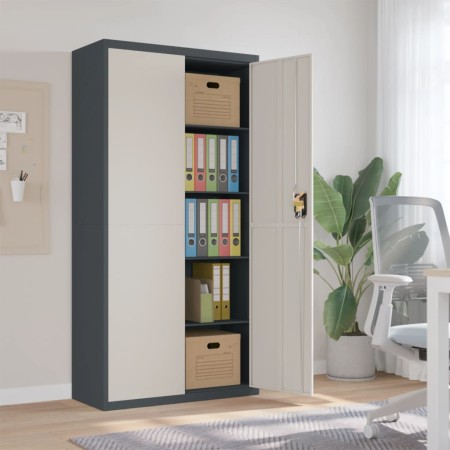 Anthrazitgrauer und weißer Aktenschrank aus Stahl, 90 x 40 x 180 cm von vidaXL, Aktenschränke - Ref: Foro24-339756, Preis: 25...