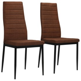 Sillas de comedor 2 unidades tela marrón de vidaXL, Sillas de comedor - Ref: Foro24-246183, Precio: 80,99 €, Descuento: %