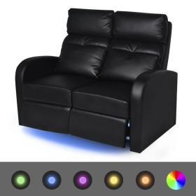 2-seater sofa with black synthetic leather and LED lighting by vidaXL, Sofas - Ref: Foro24-243599, Price: 640,42 €, Discount: %