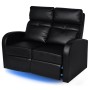 Sillón de 2 plazas con LED cuero sintético negro de vidaXL, Sofás - Ref: Foro24-243599, Precio: 640,42 €, Descuento: %