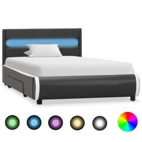 Estructura cama y LED cuero sintético gris antracita 90x200 cm de vidaXL, Camas y somieres - Ref: Foro24-284978, Precio: 267,...