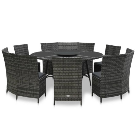 Set de comedor de jardín 7 pzas y cojines ratán sintético gris de vidaXL, Conjuntos de jardín - Ref: Foro24-48144, Precio: 1,...