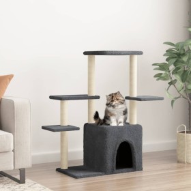 Rascador para gatos con postes de sisal gris oscuro 97,5 cm de vidaXL, Mobiliario para gatos - Ref: Foro24-172051, Precio: 36...