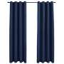 Cortinas opacas con anillas de metal 2 uds azul 140x245 cm de vidaXL, Cortinas y visillos - Ref: Foro24-134452, Precio: 32,84...