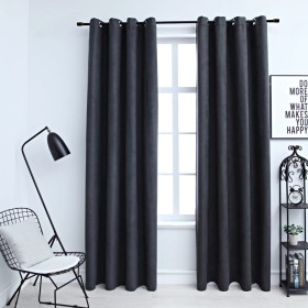 Blackout curtains with metal rings 2 pieces anthracite 140x245 cm by vidaXL, Curtains and curtains - Ref: Foro24-134460, Pric...