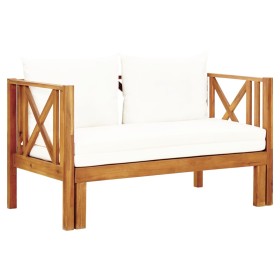 2-seater garden bench with solid acacia wood cushions 122cm by vidaXL, garden benches - Ref: Foro24-310307, Price: 247,99 €, ...