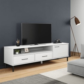 Mueble de TV con patas de metal OSLO madera maciza pino blanco de vidaXL, Muebles TV - Ref: Foro24-351029, Precio: 95,99 €, D...