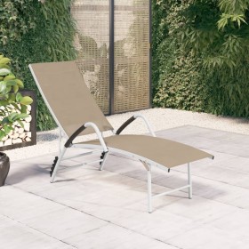 Sonnenliege aus Textilene und cremefarbenem Aluminium von vidaXL, Liegen - Ref: Foro24-310522, Preis: 101,99 €, Rabatt: %