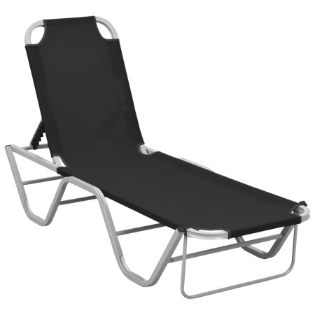 Aluminum and black textilene sun lounger by vidaXL, Loungers - Ref: Foro24-310525, Price: 129,01 €, Discount: %