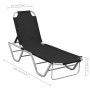 Aluminum and black textilene sun lounger by vidaXL, Loungers - Ref: Foro24-310525, Price: 129,01 €, Discount: %