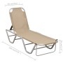 Cream aluminum and textilene sun lounger by vidaXL, Loungers - Ref: Foro24-310526, Price: 95,71 €, Discount: %