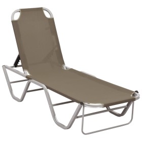 Taupe gray aluminum and textilene lounger by vidaXL, Loungers - Ref: Foro24-310527, Price: 94,99 €, Discount: %