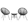 Garden dining set 3 pieces black PVC rattan by vidaXL, Garden sets - Ref: Foro24-312166, Price: 203,79 €, Discount: %