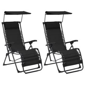 Folding chairs 2 units black textilene by vidaXL, Loungers - Ref: Foro24-312471, Price: 166,99 €, Discount: %