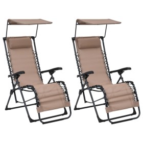 Folding chairs 2 units gray taupe textilene by vidaXL, Loungers - Ref: Foro24-312473, Price: 170,99 €, Discount: %