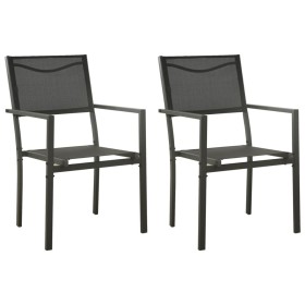 Garden chairs 2 units steel and textilene black and anthracite by vidaXL, Garden chairs - Ref: Foro24-313077, Price: 77,90 €,...