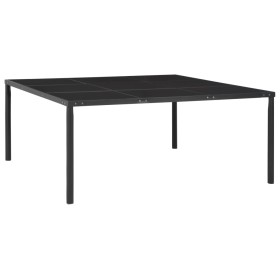 Black steel and glass garden dining table 170x170x74.5 cm by vidaXL, Garden tables - Ref: Foro24-313097, Price: 253,99 €, Dis...