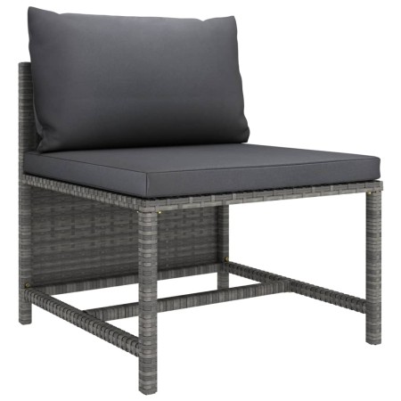 Mittelsofa mit grauen Kissen aus synthetischem Rattan von vidaXL, Modulare Sofas für den Außenbereich - Ref: Foro24-313494, P...