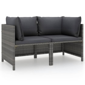 2-seater garden sofa with grey synthetic rattan cushions by vidaXL, Modular outdoor sofas - Ref: Foro24-313498, Price: 134,94...